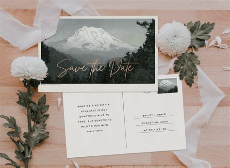 Save the date postcard. I'm doing postcards for the save the dates. I think it's a cool idea, especially for destination weddings. I used a picture of the mountains on ours because that's where we're going. I think it is practical and a great way to save money. Report 0 … 