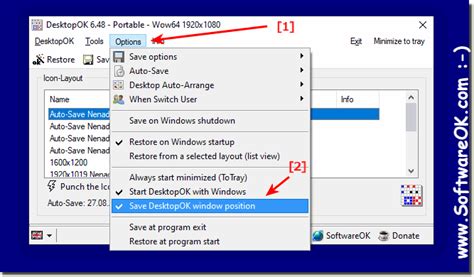 Save the desktop OK window position in Windows 11, 10, 8.1, 7,