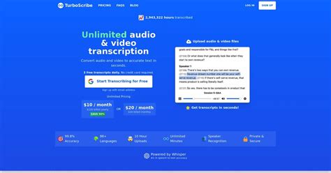 Save video online.  No software install required.  3 free transcripts every day.  This website ...