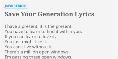 Save your generation lyrics