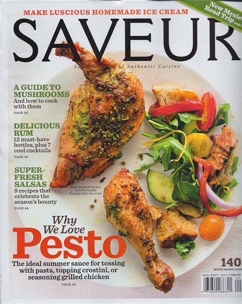 Saveur magazine. Saveur is a food and travel magazine that features recipes from different cuisines, cultures, and regions. Browse the latest recipes for one-pot meals, cod cakes, Guinness punch, and more. 