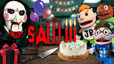 "Saw 3" (stylized as "SAW III", also informally known as "Junior's 14th Birthday!") is the 748th episode of SML Movies. It's Junior's birthday and Billy comes to visit! The episode starts at the park where Junior says it’s his 14th birthday, and says they have to do whatever he says. Billy... See more. 