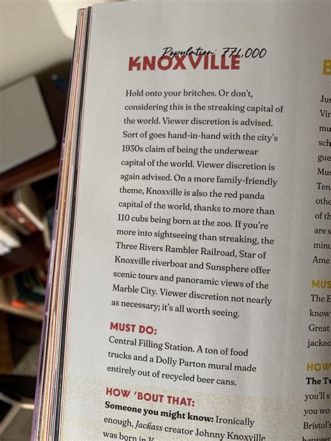 Saw a magazine that has Knoxville & Chattanooga’s populations …