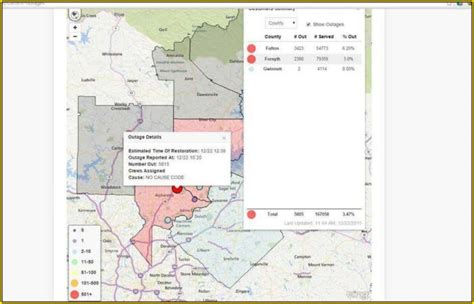 Sawnee emc outage map. Upon opening, the Sawnee EMC outage-map Web site displays summary outage statistics as well as a map of Sawnee's service territory and a grid, color-coded to indicate the severity of outages ... 