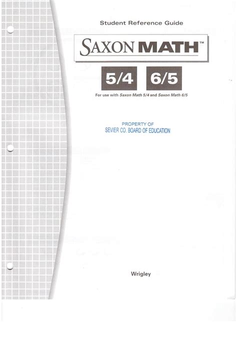 Saxon Math 5 4 6 5 Student Reference Guide
