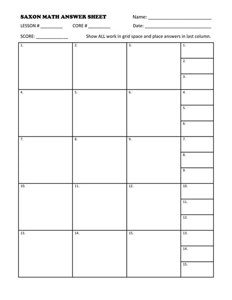 Saxon Math Homework Paper