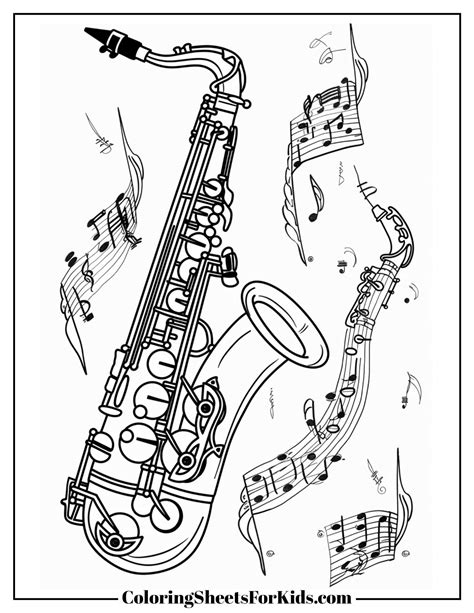 Saxophone Coloring Page