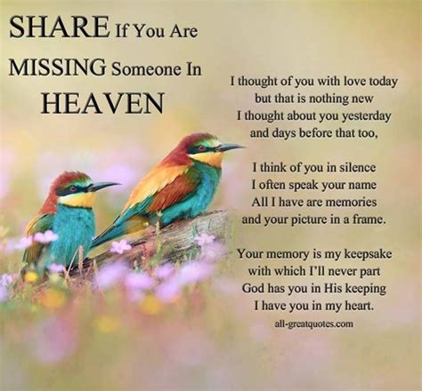 Saying about missing someone in heaven