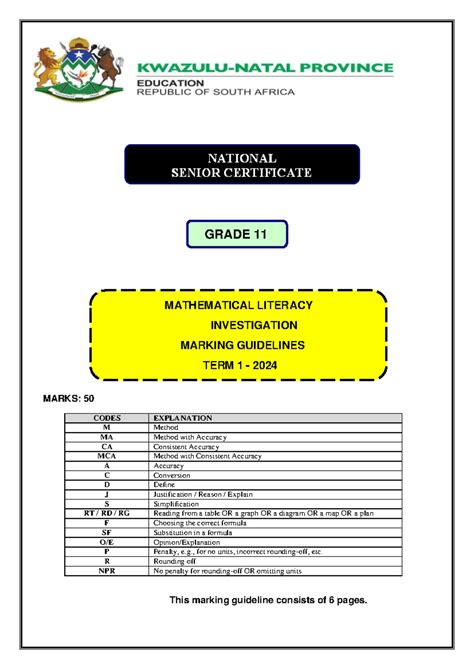 Sba Guideline For Mathematics Literacy