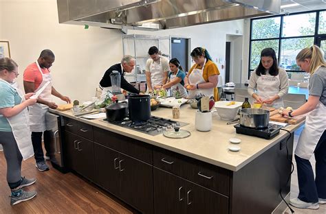 The Teaching Kitchen’s mission is to help people in the community learn how to prepare meals that are easy, delicious, affordable and nutritious. “I tell people to take baby steps,” says SBH Teaching Kitchen Director and registered dietitian Abbie Gellman. “And to think about what you can add before you start to subtract.”. 
