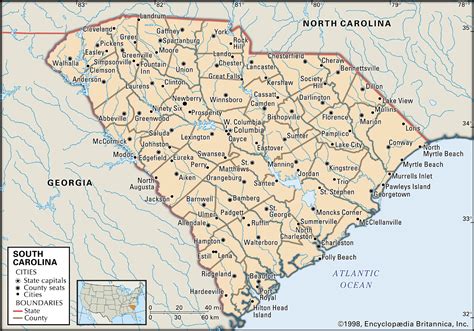 Sc maps. The geographical center of South Carolina is located at latitude 33.82 degrees North and longitude 80.91 degrees West. This basic map of SC (postal abbreviation for the State of South Carolina) shows Columbia, the capital city, as well as other major South Carolina cities such as Charleston and Greenville. 