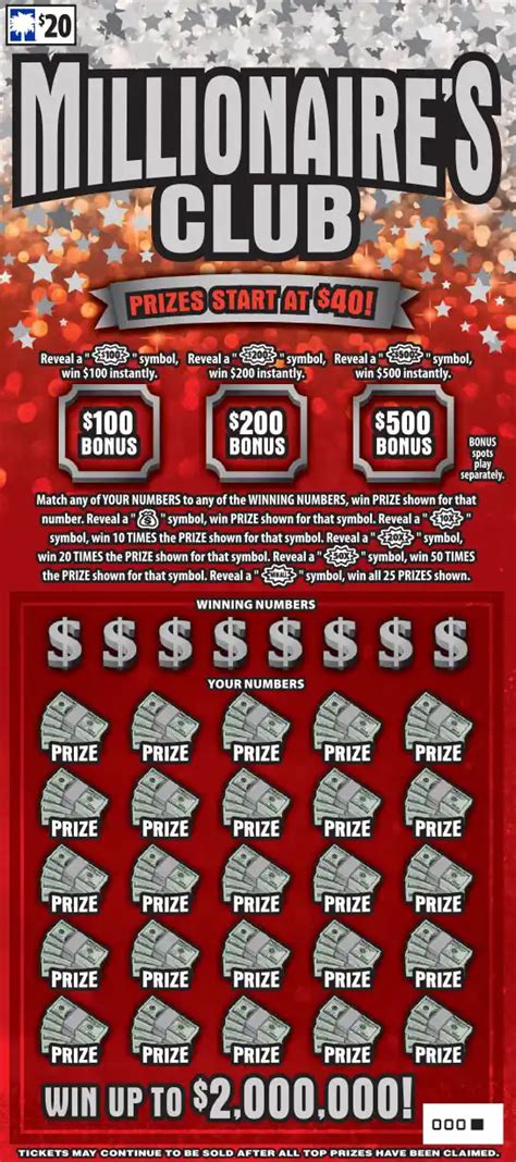1,019,954. $40,798,160. 1,271,195. $50,847,800. The number of prizes remaining unclaimed is an estimate. It does not guarantee that the prize is available. Winning tickets may be sold at the time of this update or after, or players may not have claimed their winning tickets yet. Mouse click or touch the image to uncover. This is only an example.