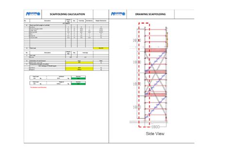 Scaffolding calculation for tanks.  Key details include: 1) Load calculations deter...