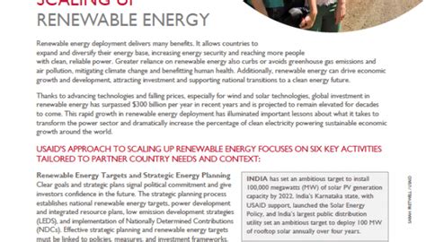 Scaling Up Renewables Executive Summary 2011