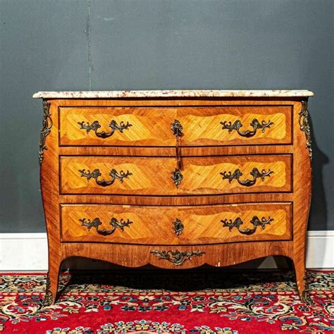 Scandinavian Three Drawer Marble Top Commode Vinterior