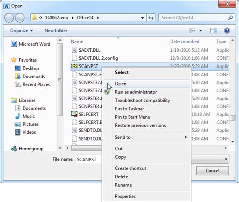 使用 Scanpst.exe 修復錯誤. 結束正在執行的 Outlook。. 按兩下位於 drive:\Program Files\Microsoft Office\OFFICE12 中的 [Scanpst.exe]。. 歡迎參觀我的Blog .NET菜鳥自救會. 有 2 個人覺得這個回覆有幫助. ·.. 