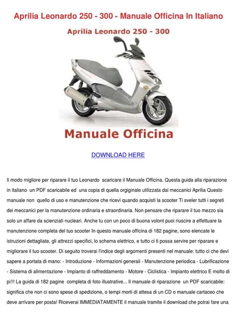 Scarica il manuale dell'officina riparazione servizio scooter aprilia leonardo 250 300. - Jacobus real estate principles study guide.