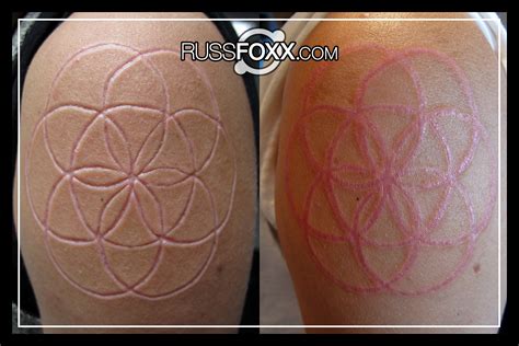 Scarification near me. Scarification involves scratching, etching, burning/ branding, or superficially cutting designs, pictures, or words into the skin as a permanent body modification or body art. The body modification can take roughly 6–12 months to heal. In the process of body scarification, scars are purposely formed by cutting or branding the skin by various ... 