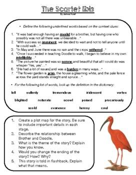 Scarlet ibis study guide and key. - Sera-t-il roi, ne le sera-t-il pas?.