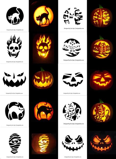 Scary Pumpkin Carving Templates Printable in PDF