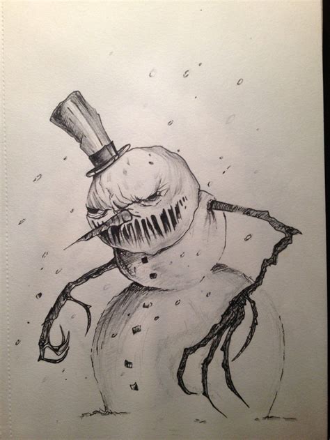 Scary Snowman Drawing
