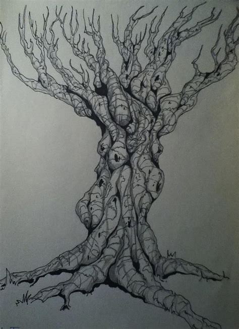 Scary Tree by Chris Ivey Scary drawings, Tree canvas, Tree drawing
