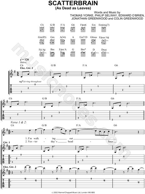 Scatterbrain chords by Radiohead -Amchords