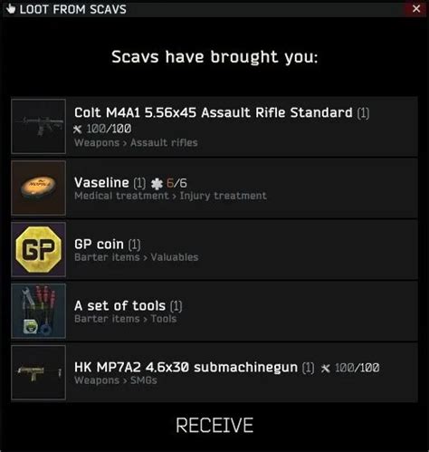 Just made my scav case today and had my first 70k run return, T