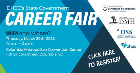 A virtual career platform with job fair resources is available for those who cannot attend the in-person event. Please note that live recruiters will NOT be present via the premier virtual platform. Participating Agencies: Department of Health & Environmental Control (DHEC).