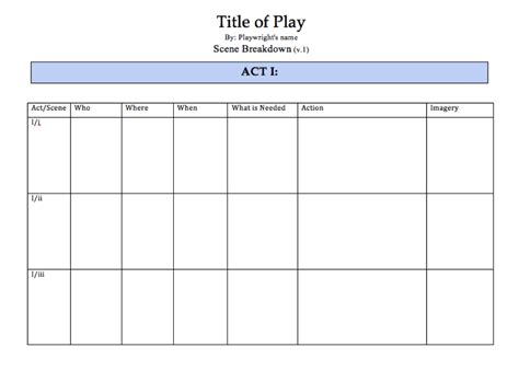 Scene Breakdown Assignment and Layout