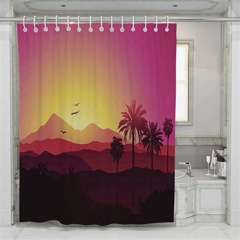 Scenic shower curtains amazon. Buy QWRSMYX Scenic Shower Curtain Sunset Mountain Flower Nature Scenery Theme Rustic Farmhouse Wildflowers Country Spring Botanical Fabric Bathroom Set with Hooks 70x70 Inch: Shower Curtains - Amazon.com FREE DELIVERY possible on eligible purchases 