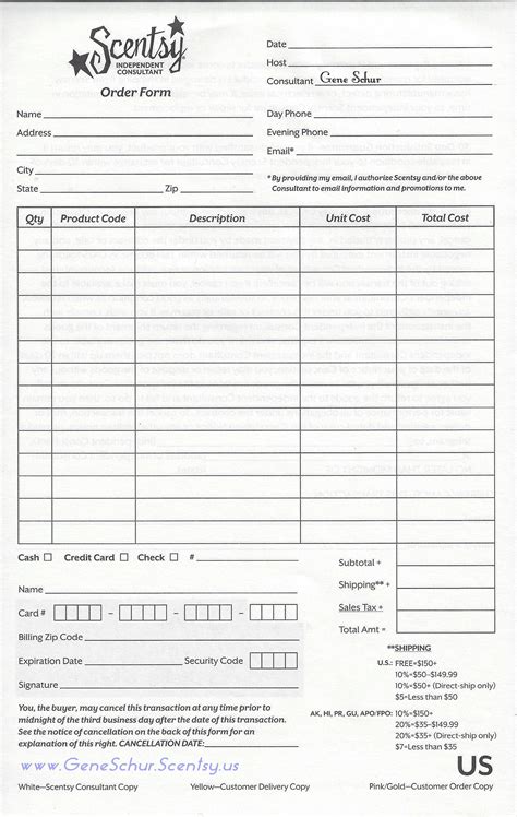 Scentsy Order Form Template SampleTemplatess SampleTemplatess