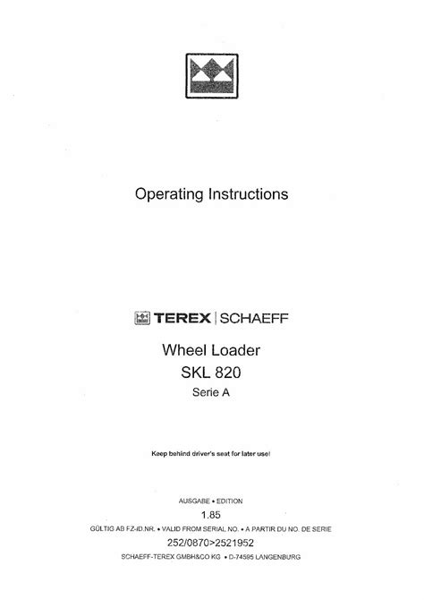 Schaeff skl 820 series a wheel loader operation repair manual. - Barber colman hobbing no 6 10 no 16 16 operators manual.