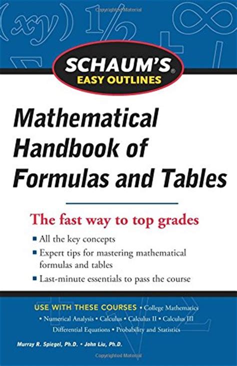 Schaums easy outliness for mathematical handbook of formulas and tables. - Toshiba 14dl74 20dl74 lcd tv service manual.