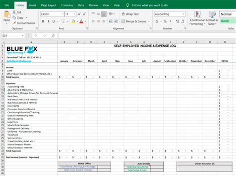 Schedule C Excel Template
