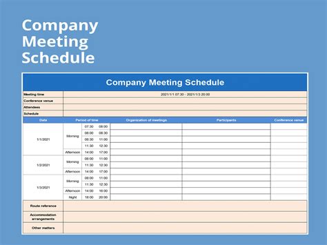 Schedule For Meeting Template