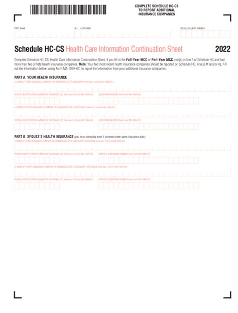 Schedule HC-CS Health Care Information Continuation Sheet …