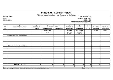 Schedule Of Values Excel Template Fill and Sign Printable Template