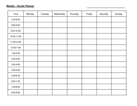 Schedule Template Hourly