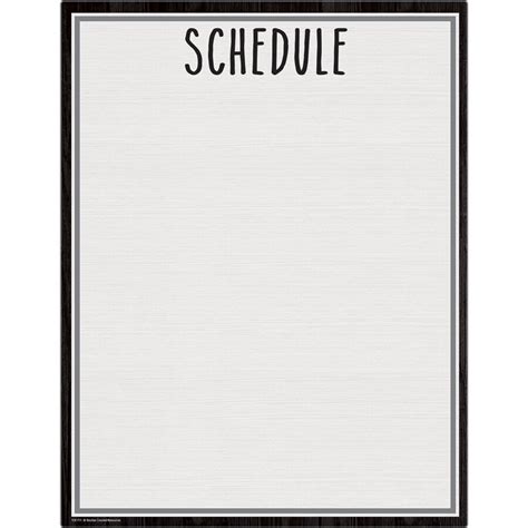 Schedule WriteOn/WipeOff Chart TCR7111