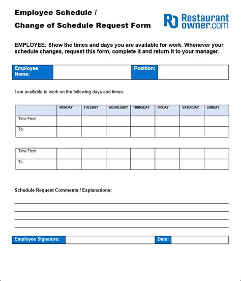 Schedule Change Request Form - The Learning Center.