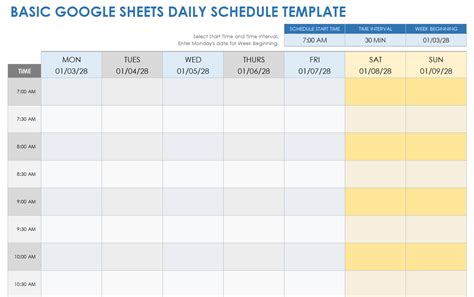 Schedule google sheets template.  Grab a template for the exact timeframe and format D...