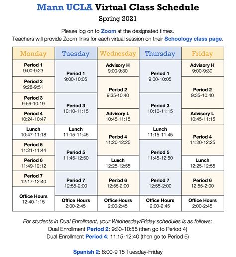 Schedule of classes at ucla. 