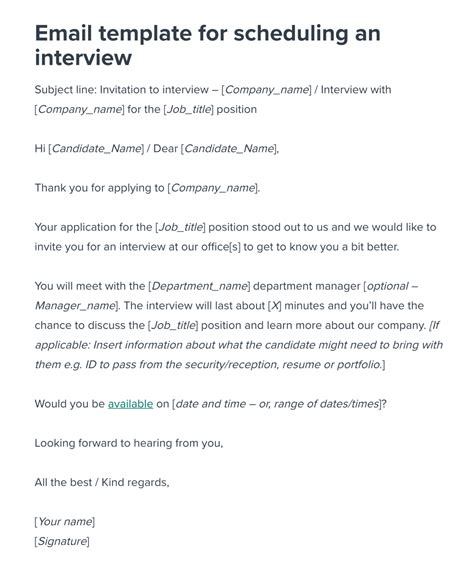 Scheduling an Interview Email Template Workable