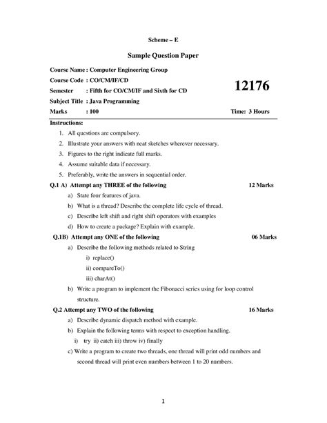 Scheme E Sample Question Paper