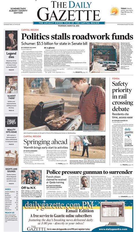The Daily Gazette has all the news you need from Schenectady, Saratoga, Fulton, Montgomery and Schoharie counties. ... The Daily Gazette Co. 2345 Maxon Rd Ext. Schenectady, NY 12308 Get Directions. 