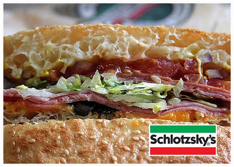 Schlotzky - "Schlotzsky's" sounds like an über Kosher deli-and we need one in the Western Burbs. "Schmaltz" in Lisle is a feeble wannabe, overpriced and not up to the challenge. (Q.V. my Yelp). "Schlotzsky's" is many things, none of which are a Kosher Deli. How disappointing.