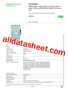 Schneider Electric HU364RB - Datasheet PDF & Tech Specs