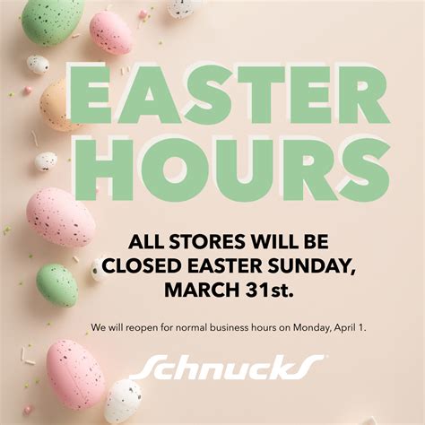 Schnucks easter hours 2023. St. Louis, Missouri - Today, United Food and Commercial Workers (UFCW) Local Union 88, which represents over 1,000 Schnucks workers across Missouri and Illinois, announced that their members had overwhelmingly voted to reject the company's contract offer and authorized union leadership to call for a strike should it become necessary. The ... 