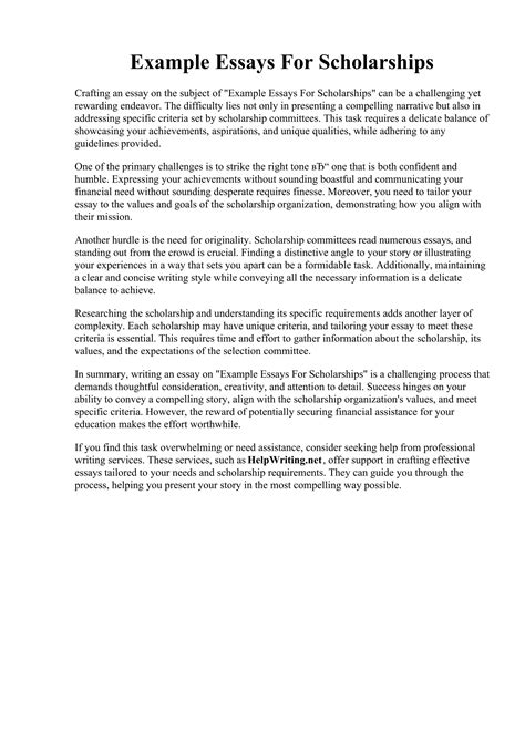 Scholarship Essay Examples 10+ in PDF Examples